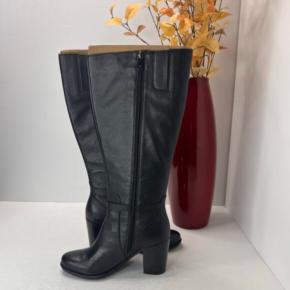 Naturalizer Kalina Knee High Wide Calf Boot Zip Block Heel Black Women's 6M - Picture 6 of 10